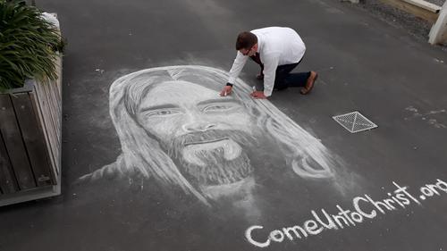 Young Missionary Lets His Chalk do the Talking
